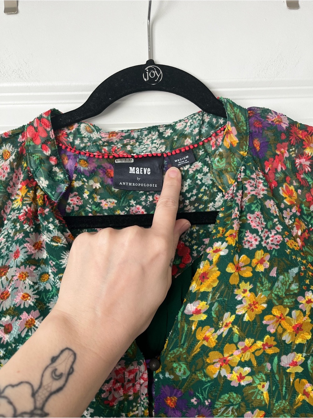 Anthropologie Green Floral V-Neck Tiered Mini Dress - Picture 4 of 8